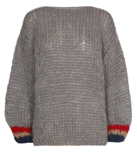 LES TRICOT'S D'O • Strickpullover Mohair | Cuffs Round Neck | Grey