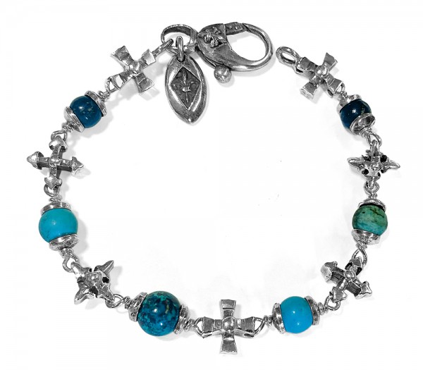 ELFCRAFT • Armband | Beads & Lance Iron Blades Crosses & Karabiner | Turquoise