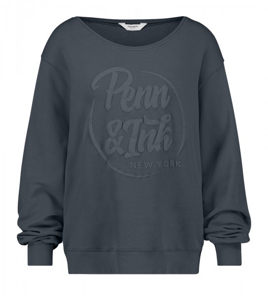 PENN&INK N.Y • Sweatshirt | Sweater Print S22MAIN • Nearly Black | Hot Orange | Green Tea