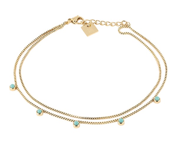 ZAG BIJOUX • Fusskette | Double | Turquoise Gold Plated