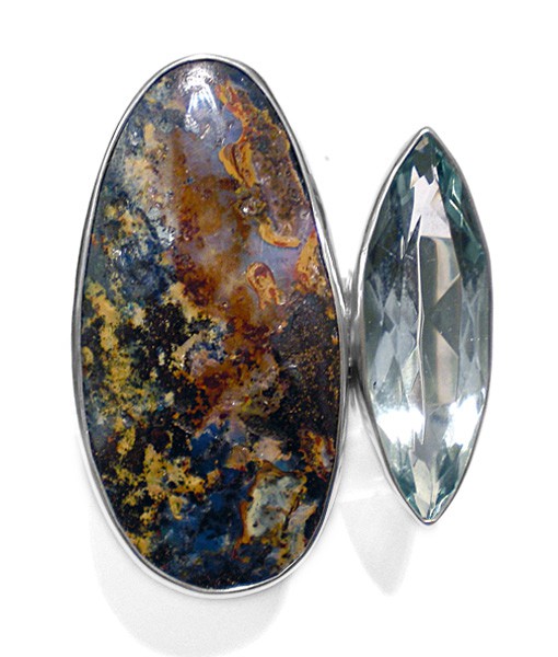 Steinring • Opal Matrix & Obsidian
