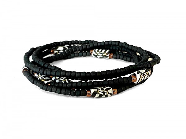 ICON Armband • 5-Wrap | Bali Zebra • Black | Green