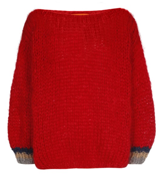 LES TRICOTS D'O • Strickpullover Mohair | Cuffs Round Neck | Red