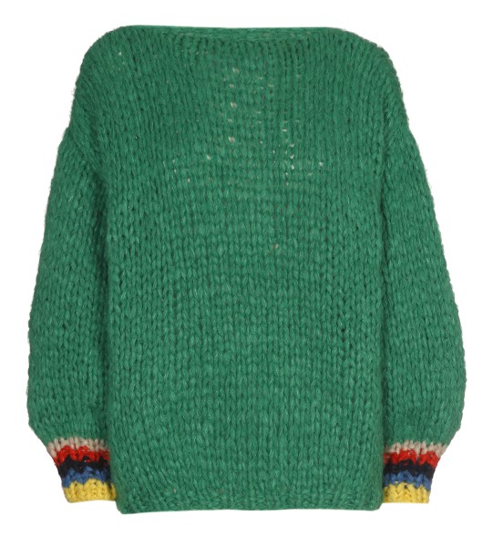 LES TRICOTS D'O • Strickpullover Cashmere | Cuffs Round Neck | Green