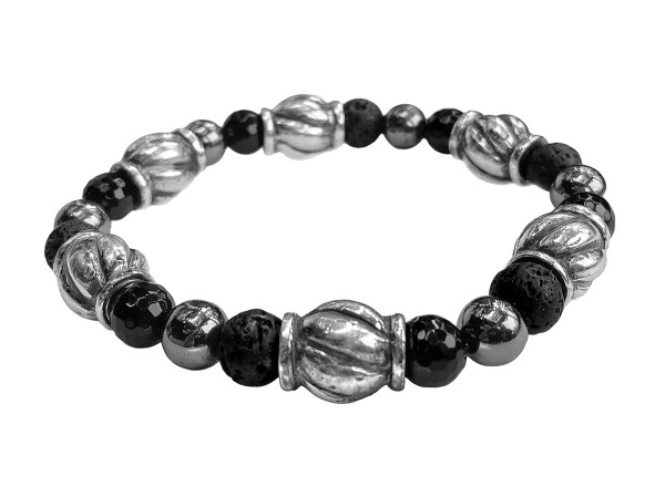 ELFCRAFT • Armband | Beads & Siral Barrels | Onyx | Hematite | Lava