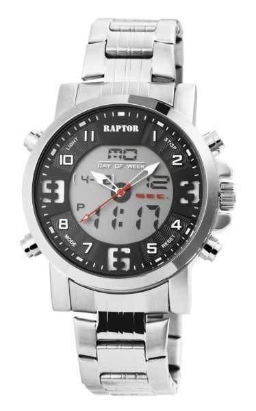 RAPTOR • Analog-Digital Herren-Uhr | Stahlband