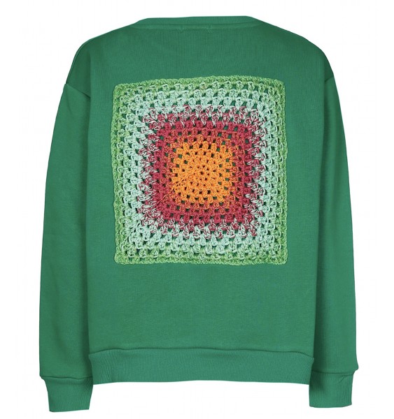 LES TRICOTS D'O • Sweatshirt V-Neck | Crochet Patch | Green